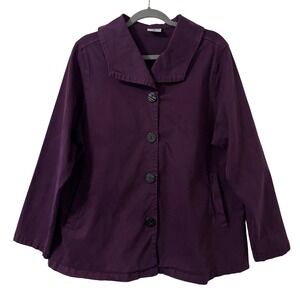 CMC Color Me Cotton‎ Jacket XXL Purple Button Front USA Made Lagenlook Twee